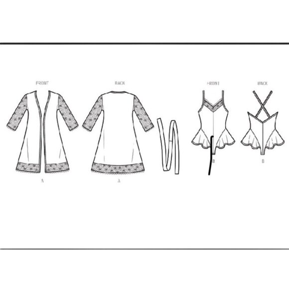 Simplicity Pattern 9802 Madalynne Robe Teddy Lingerie Sizes Plus BB, 1X - 5X New - Picture 6 of 6